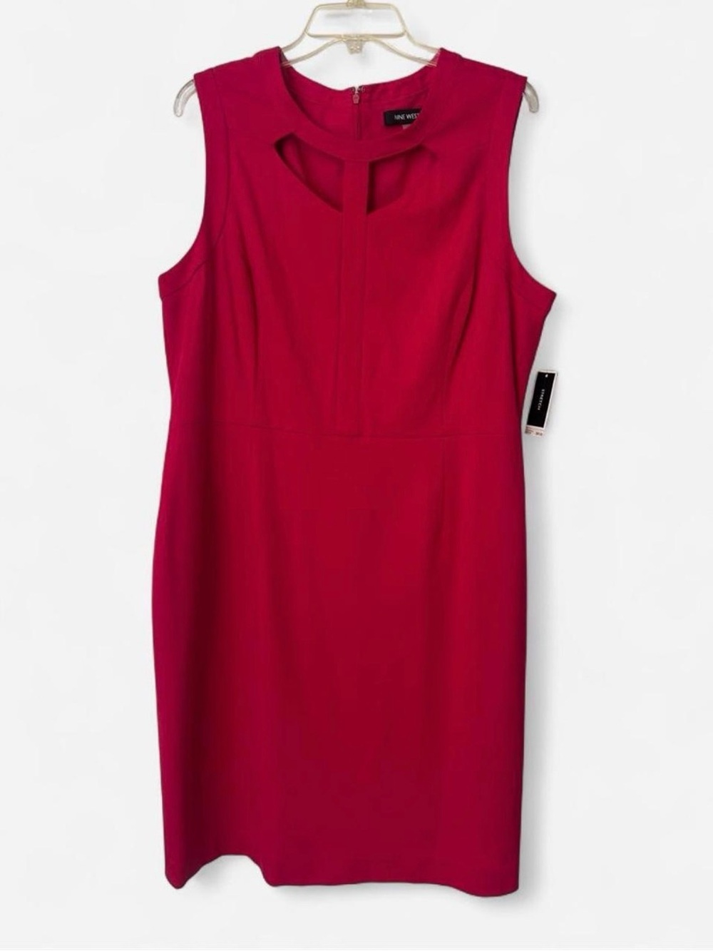 Hot Pink Nine West Sleeveless Keyhole Sheath Dress